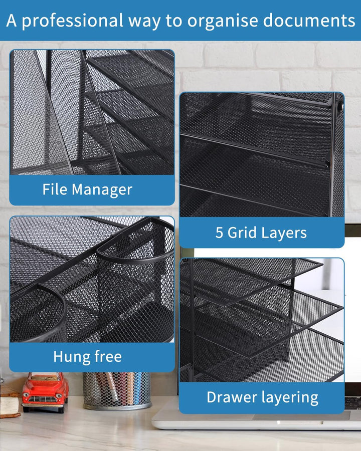5-stöckiger Mesh-Schreibtisch-Organizer mit Schublade,multifunktionaler Schreibtisch-Organizer und Z