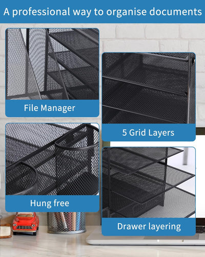 5-stöckiger Mesh-Schreibtisch-Organizer mit Schublade,multifunktionaler Schreibtisch-Organizer und Z