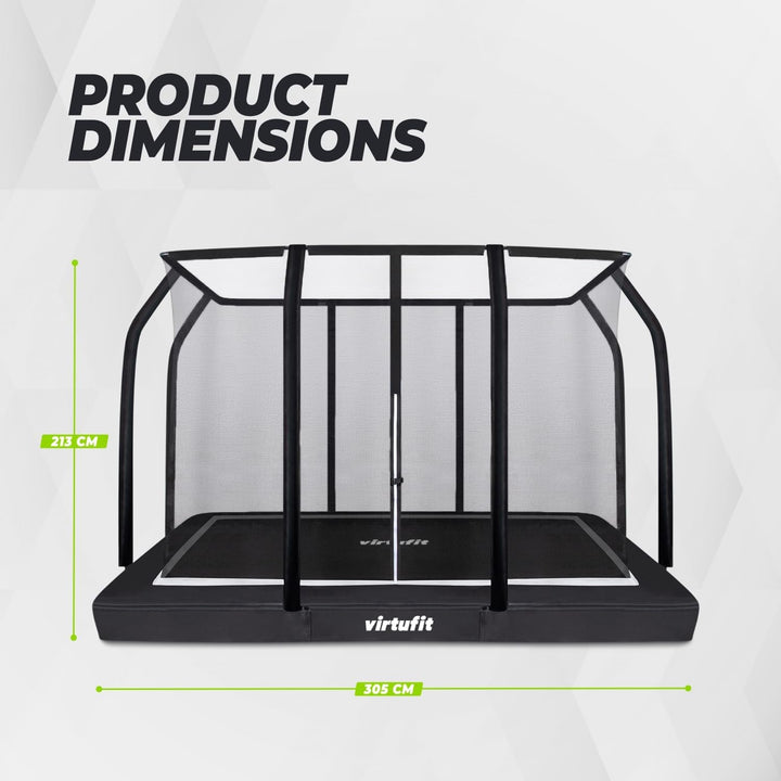 VirtuFit Premium Bodentrampolin mit Sicherheitsnetz - Schwarz - 213 x 305 cm
