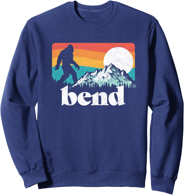 Bend Oregon Retro Bigfoot MountainsNature Graphic Sweatshirt