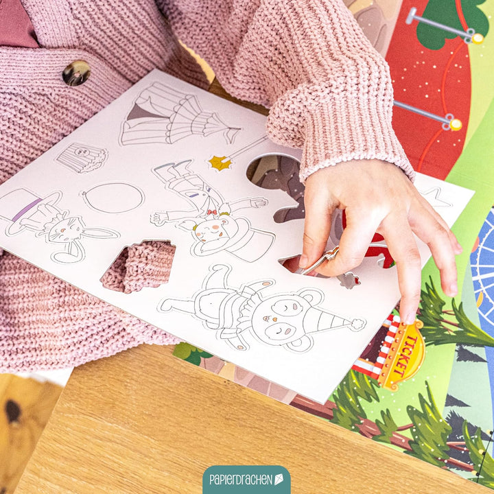 Papierdrachen Bastelbox Tiere unserer Welt – Komplett-Set -inkl. Stanzbögen u. Hintergründen – 12 Bi