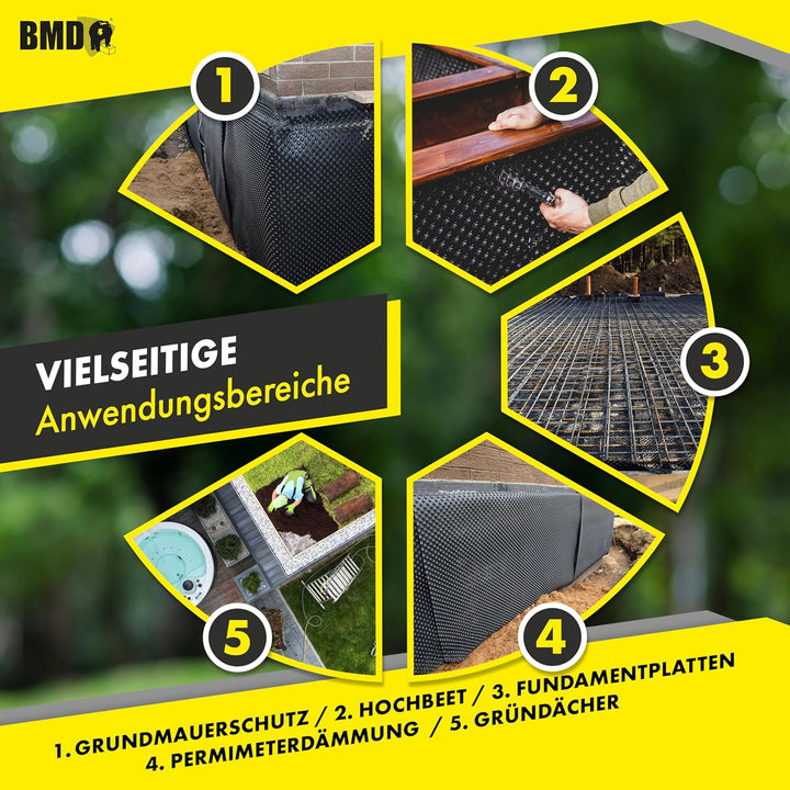 BMD Hochbeetfolie | 1m x 20m | ohne Weichmacher | trinkwasserbeständig | Noppenbahn Hochbeet | Grund