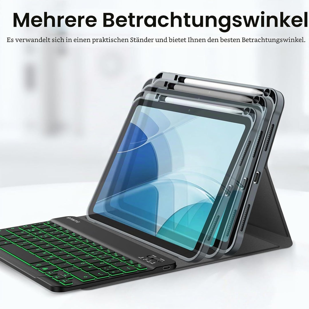 Fintie Tastatur Hülle für iPad 10. Generation 2022 (10.9 Zoll), Keyboard Case mit 7-farbig Beleuchte