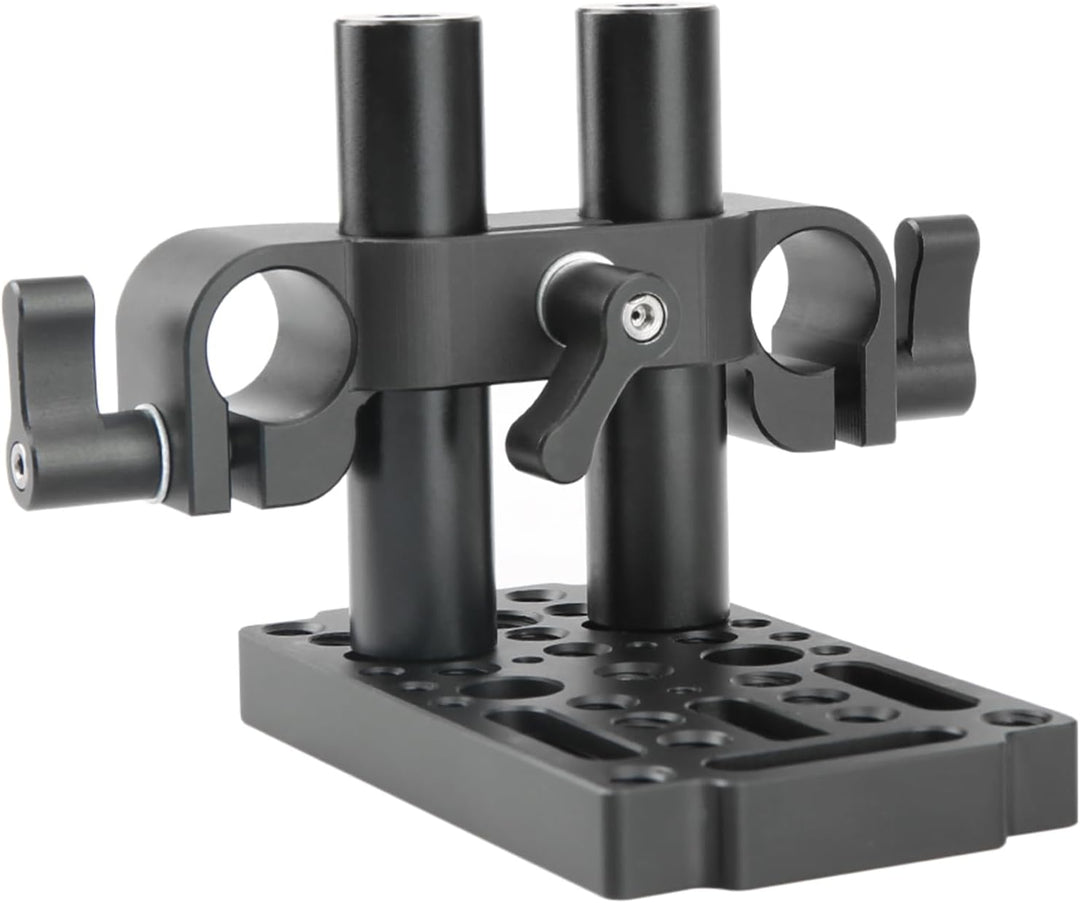 NICEYRIG Käseplatte mit 15mm Rod Raiser Clamp, Kurze Stangen für DSLR Kamera Baseplate Lifting Syste