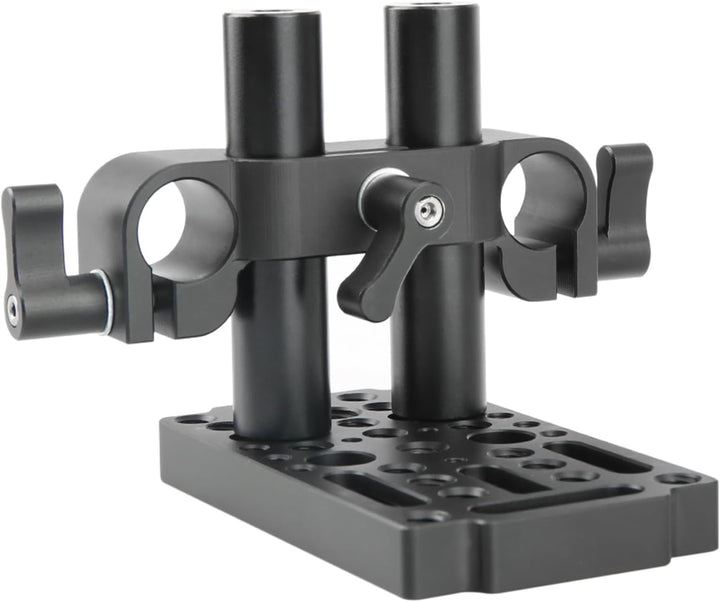 NICEYRIG Käseplatte mit 15mm Rod Raiser Clamp, Kurze Stangen für DSLR Kamera Baseplate Lifting Syste