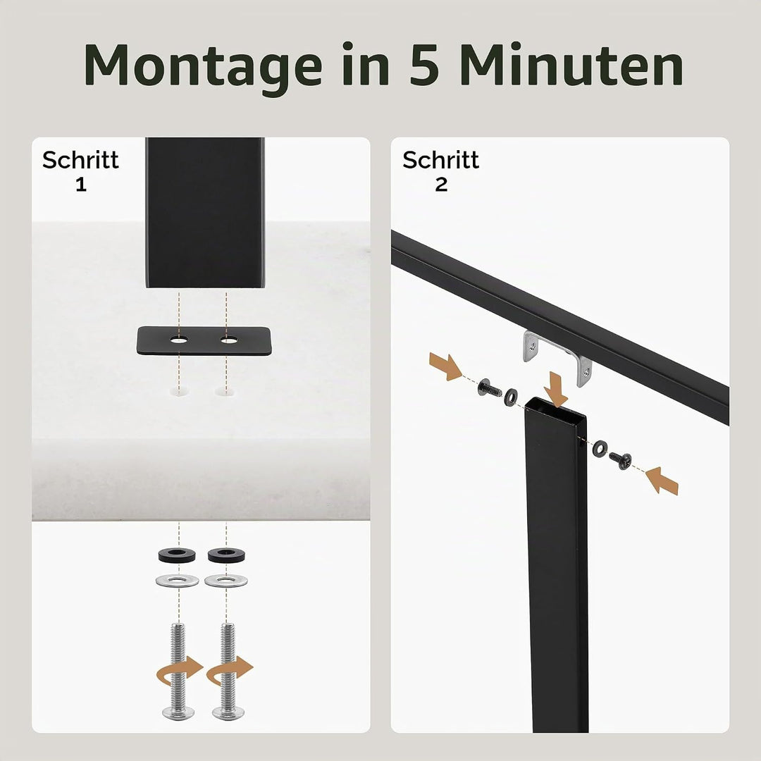 KES Handtuchhalter Stehend Schwarz Handtuchständer Freistehend mit 2 Armen Handtuchstange Edelstahl