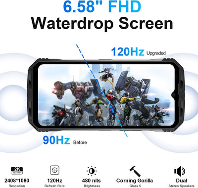 DOOGEE S100 Outdoor Handy ohne Vertrag, 20GB+256GB / 2TB Helio G99, 120Hz 6,58" FHD+ Outdoor Smartph