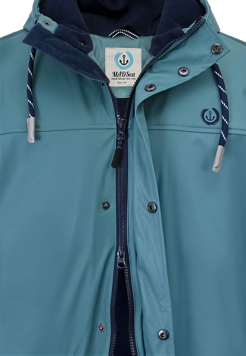 MADSea Herren Regenjacke Friesennerz warm mit Fleece gefüttert S petrolblau, S petrolblau