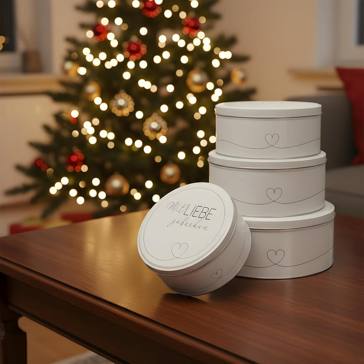 INSPINOVIA Keksdosen 4er Set | Ideal für Weihnachtsplätzchen & andere Leckereien | 4 Grössen im Set