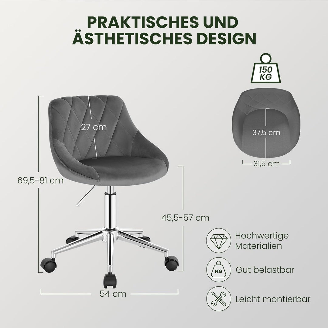 EUGAD Schminkstuhl, Homeoffice Stuhl, Schreibtischstuhl, Kosmetikhocker, Bürostuhl Kinder, höhenvers