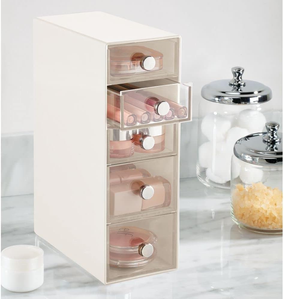 mDesign Make-up Organizer – Aufbewahrungsbox mit 5 Schubladen für Mascara, Puder, Nagellack und mehr