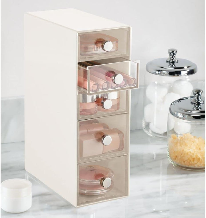 mDesign Make-up Organizer – Aufbewahrungsbox mit 5 Schubladen für Mascara, Puder, Nagellack und mehr