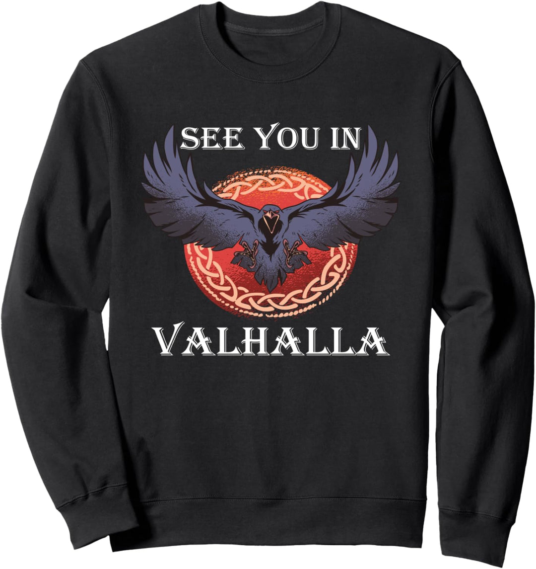Sehen Sie sich in Valhalla Ravens Odin Runen Ragna Raven Viking Sweatshirt