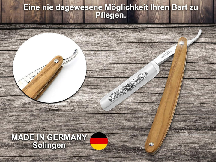 InstrumenteNrw Solingen Rasiermesser Set mit extra breitem Streichriemen für die klassische Nassrasu
