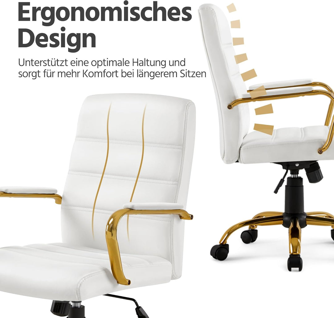 Yaheetech Bürostuhl ergonomischer Schreibtischstuhl, Drehstuhl mit Rollen, Bürohocker mit Armlehnen,
