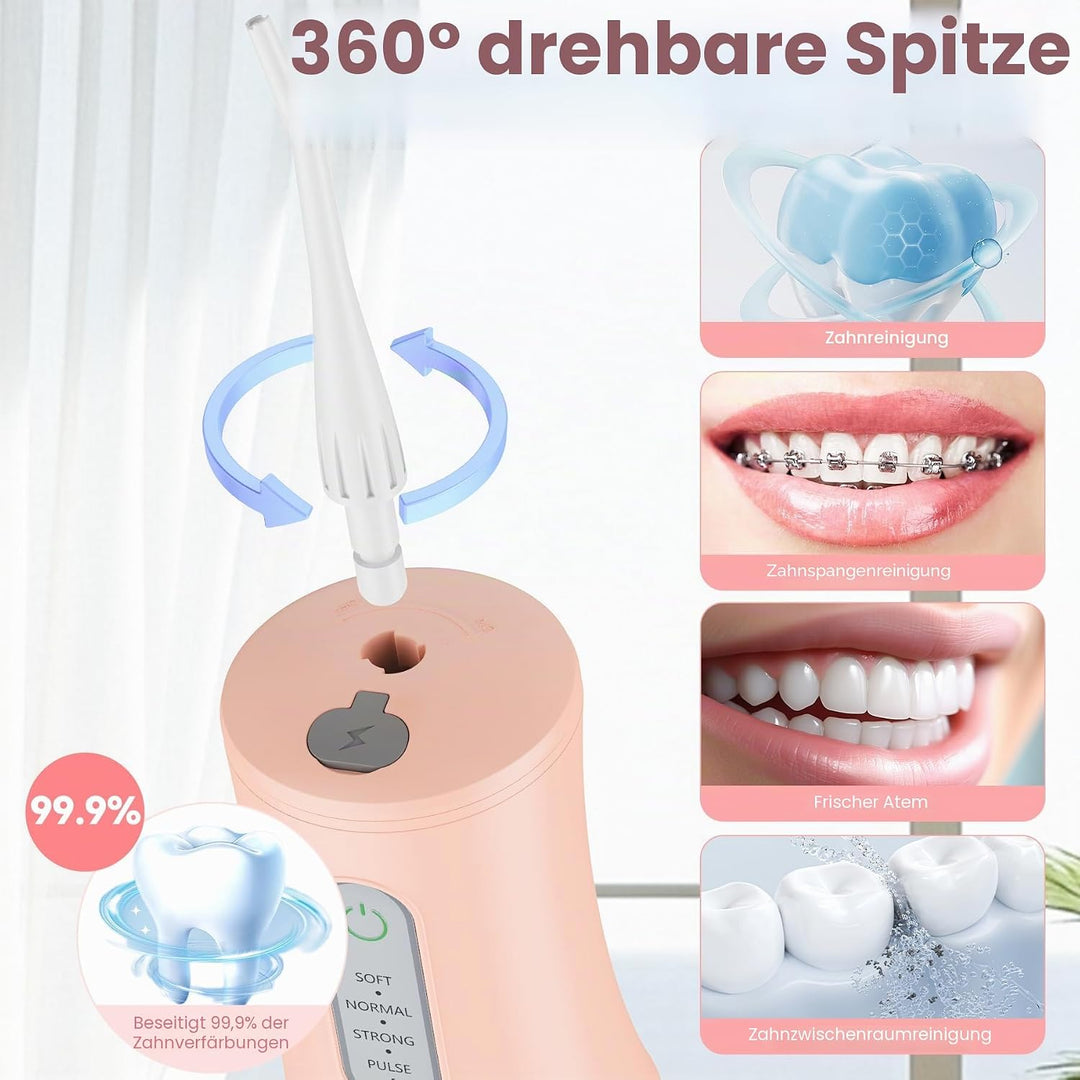 Kabellose Zahnseide für Zahnreinigung Pick - Elektrische Zahndusche mit 4 Reinigungsmodi & 8 Strahls