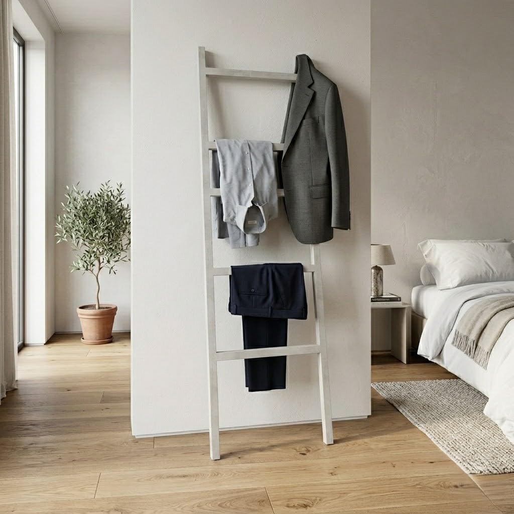 ARHome Dekorative Leiter Urban, 160 x 50 cm, Heller Beton, Handtuchhalter, Made in Italy Heller Zeme
