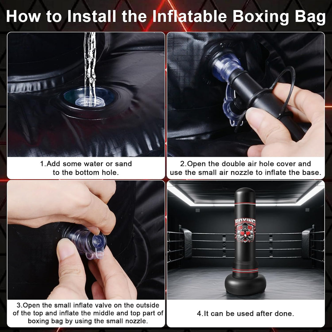 Ninonly Boxsack Stehend Erwachsene 190cm mit Handschuhen und Pumpe | Schwerer Punching Bag Boxsack,