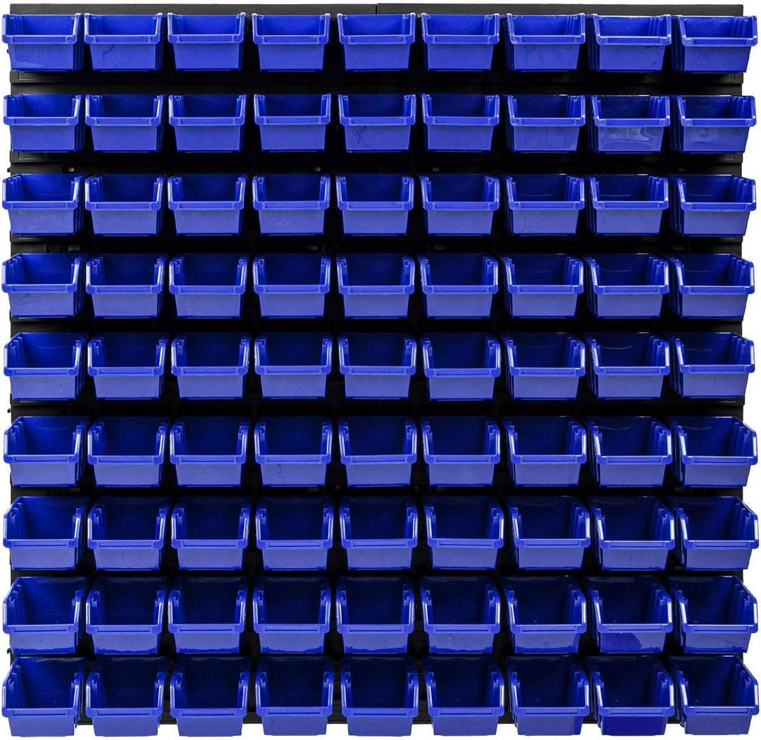 PAFEN Wandregal Stapelboxen - 772 x 780 mm – 81 Stück Boxen Werkstatt Lagersystem Schüttenregal (Bla