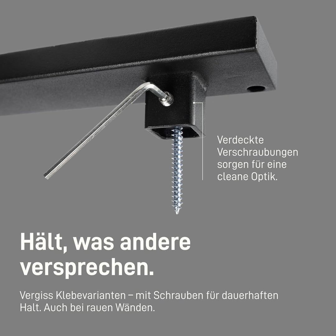 Natural Goods Berlin 1x Hakenleiste SQUARE Garderobenleiste Schwarz Metall 900 x 50 mm - Hakenleiste