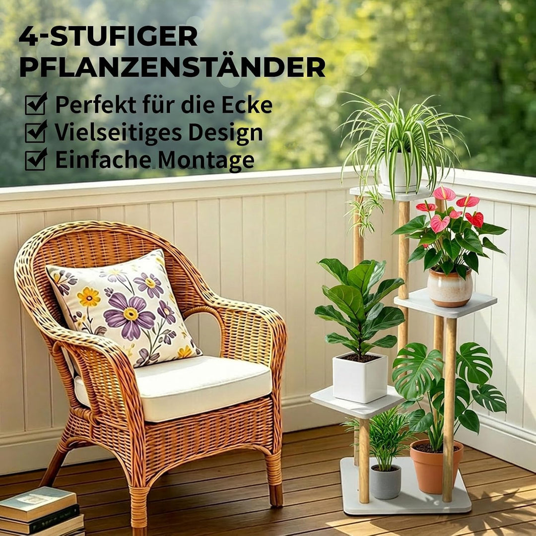 Pflanzenständer 4 Ebenen Mehrstöckig Holz Blumenständer | Display Regal Dekoration, Platzsparendes P