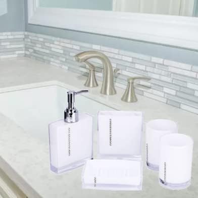 5-Stück Erstklassig Badezimmer Set (aus Hochwertige Acryl mit Diamanten) Bad Accessoire Set Lotion-F