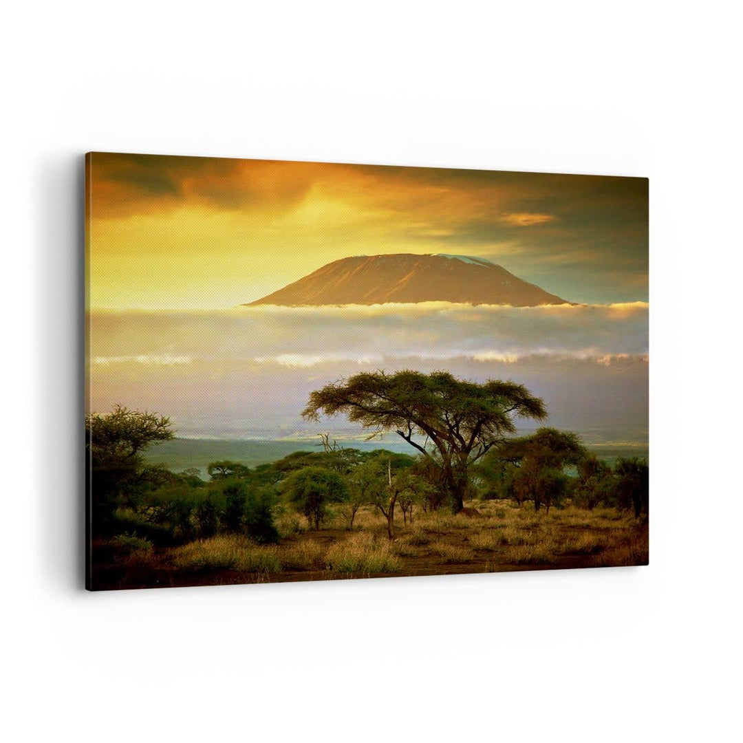 Bilder auf Leinwand 100x70cm Leinwandbild Safari Tierwelt Berg Kenia Gross Wanddeko Bild Schlafzimme