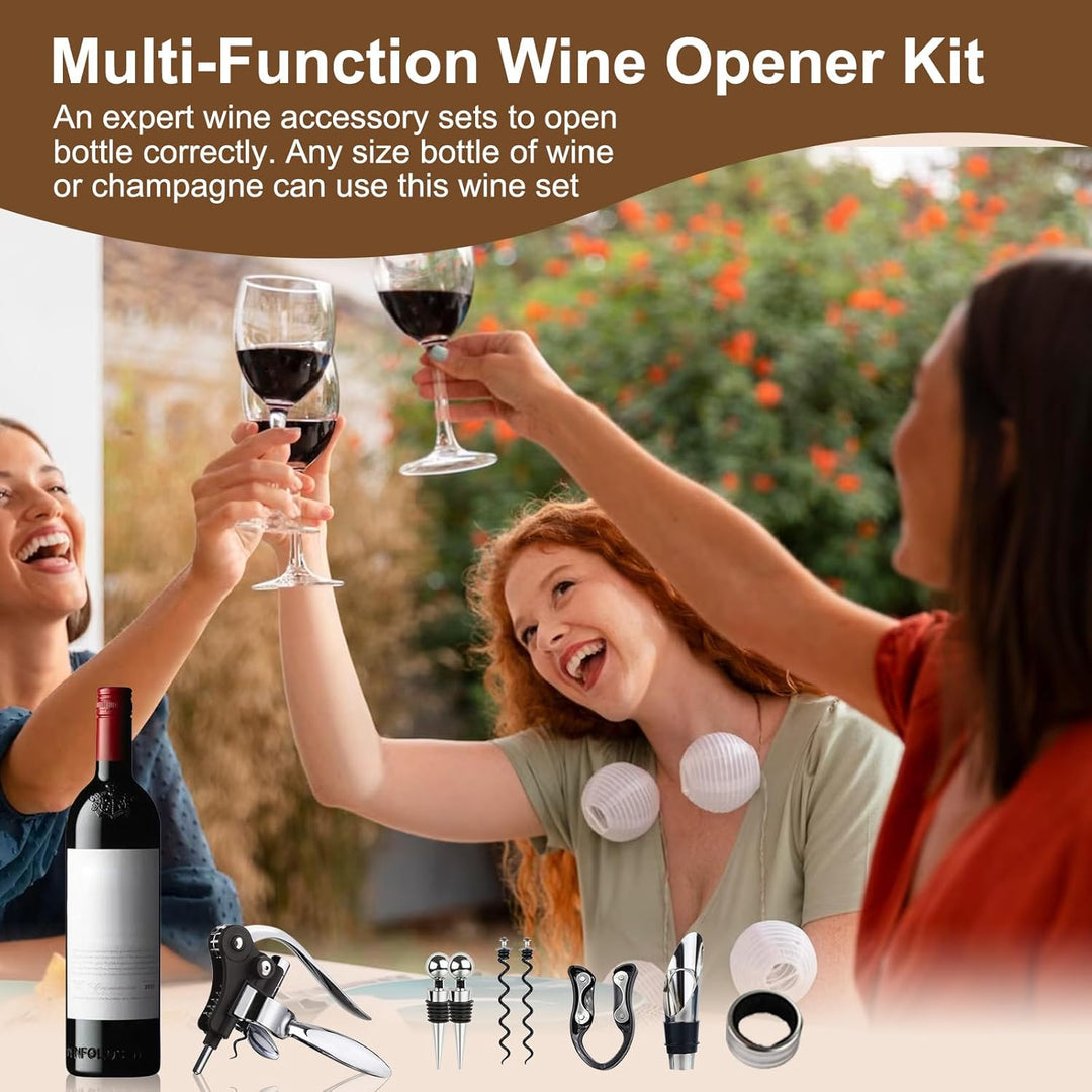 Korkenzieher Wein Set, 8 Stück Manueller Weinöffner Sommelier-Sets, Edelstahl Rotwein Flaschenöffner