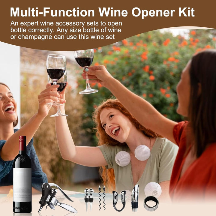 Korkenzieher Wein Set, 8 Stück Manueller Weinöffner Sommelier-Sets, Edelstahl Rotwein Flaschenöffner