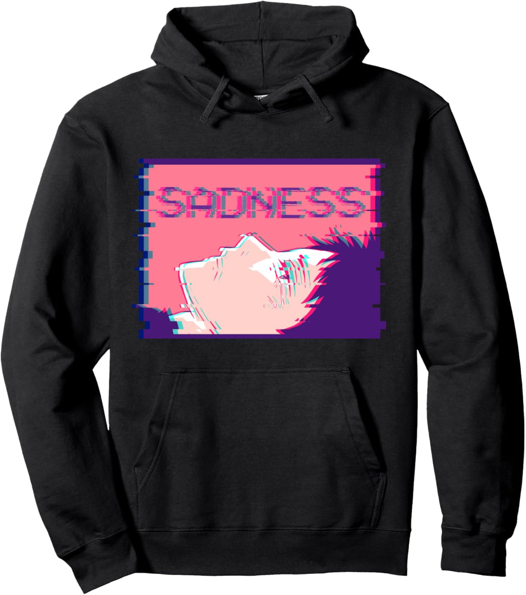 Japanese Aesthetic Vaporwave Sad Anime Boy Pullover Hoodie