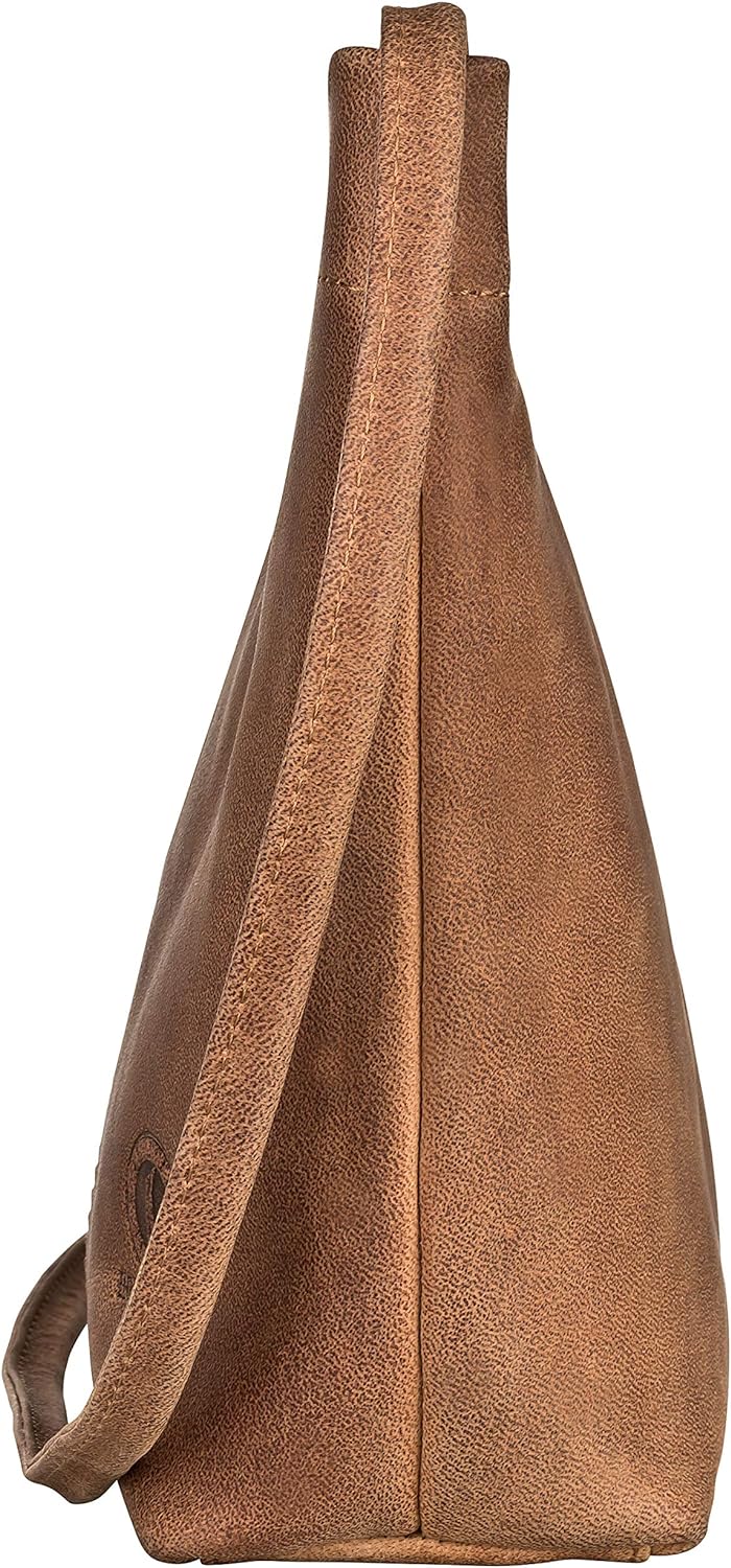 Klondike Nora Beuteltasche Leder Gross für Damen, Schultertasche Damentasche Handtasche Braun, Braun