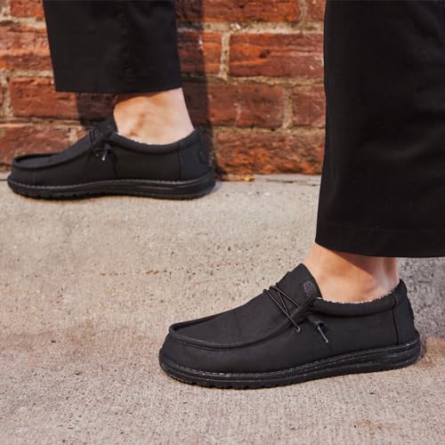 Hey Dude Herren Wally Stretch Canvas Moc Toe Shoes 37 EU Schwarz, 37 EU Schwarz