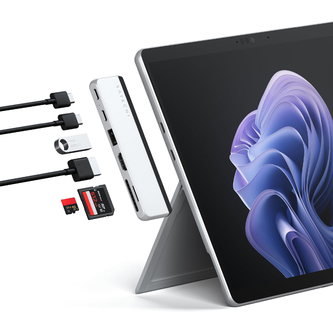 SATECHI Dual USB-C Hub für Surface Pro 9, Microsoft Surface Pro 9 Docking Station mit 3.2 USB-A, 4k/