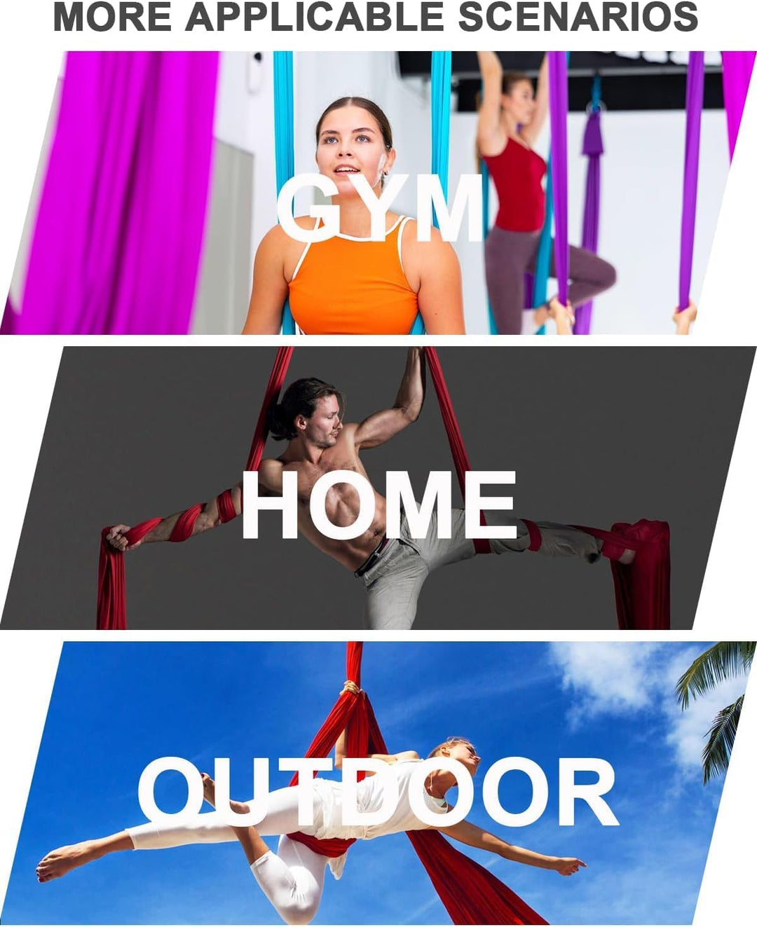 Aerial Yoga Tuch, 8 m, Vertikaltuch Set, inklusive Zubehör, dehnungsarme, hochwertige Stoffe Azurbla