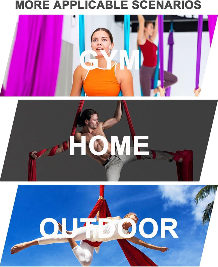 Aerial Yoga Tuch, 8 m, Vertikaltuch Set, inklusive Zubehör, dehnungsarme, hochwertige Stoffe Azurbla