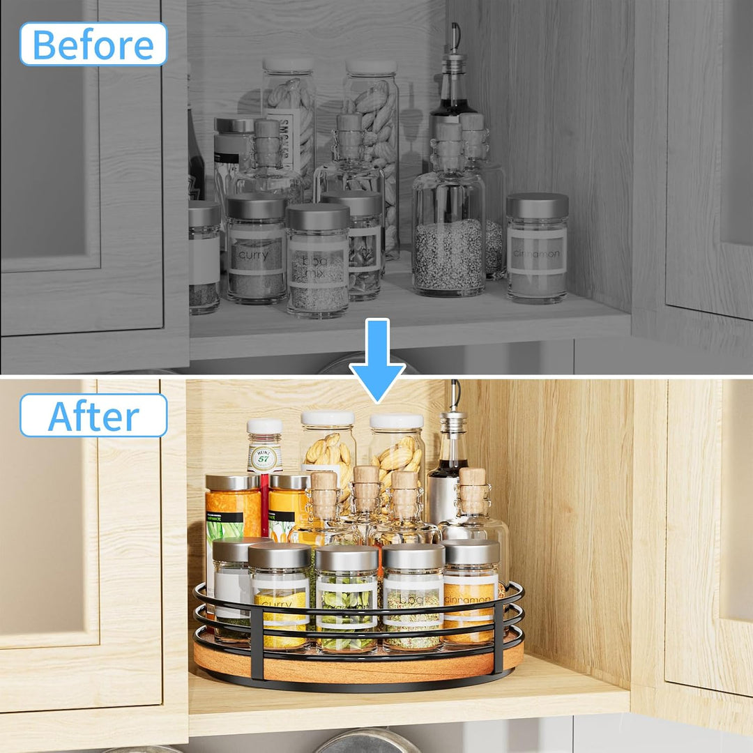 Lazy Susan Drehteller-Organizer aus Holz, rund, 25,4 cm, für Schrank, Küche, Arbeitsplatte, Esstisch