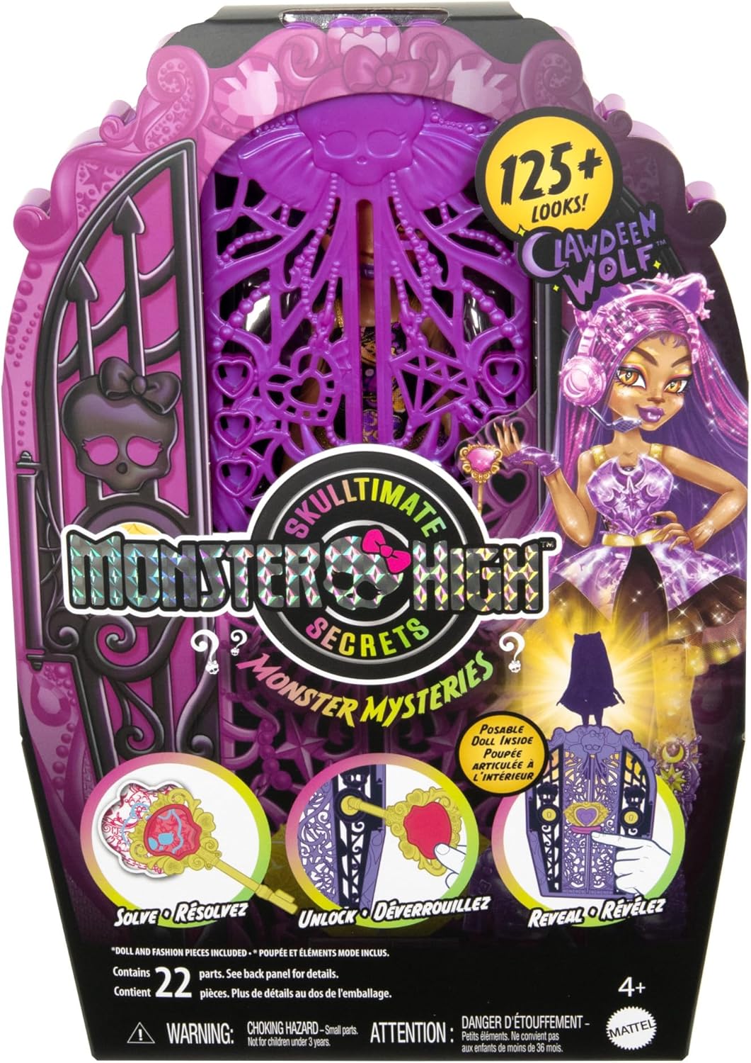 Monster High Skulltimate Secrets Puppen- und Accessoire-Set, Monster Mysteries Clawdeen Wolf mit Kle
