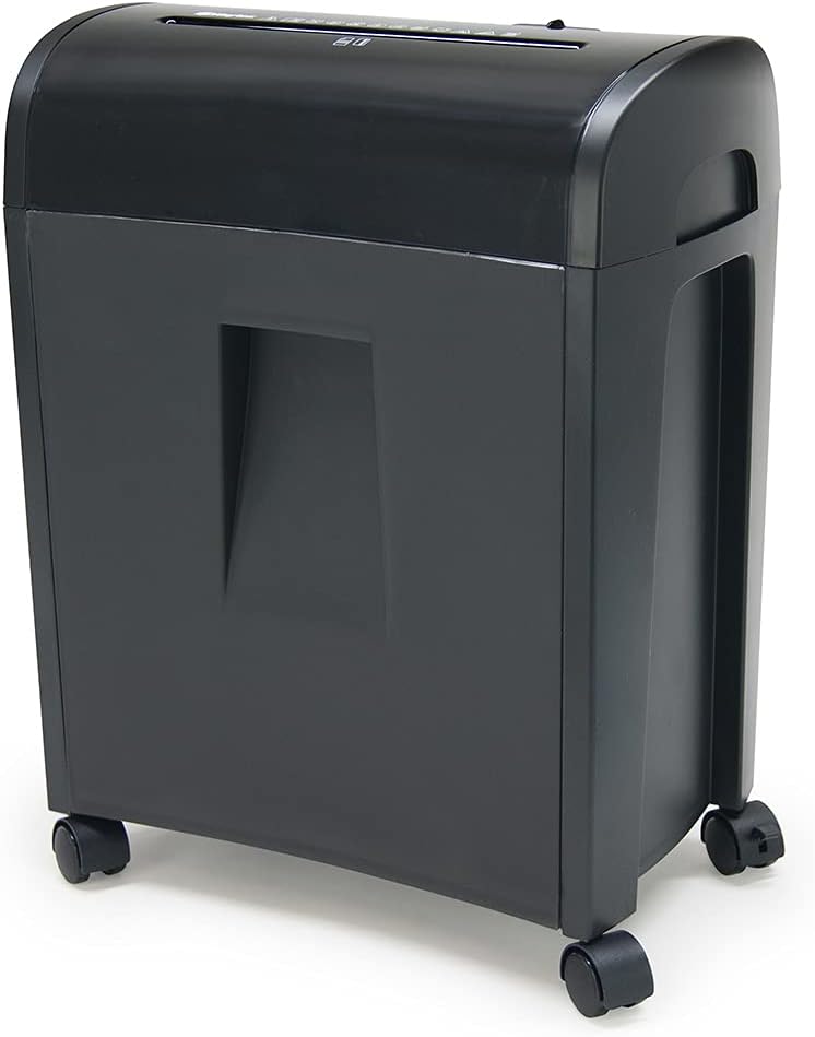 WAYTEX 77323 Aktenvernichter Kreuzschnitt, 10 Blatt – CD und DVD – Schublade 14 l – auf Rollen – sch