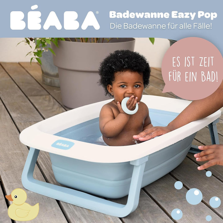 BÉABA, Faltbare Babybadewanne, Ultrakompakt, Rutschfeste Füsse, Trendiges Design, Abflussstopfen, Pr