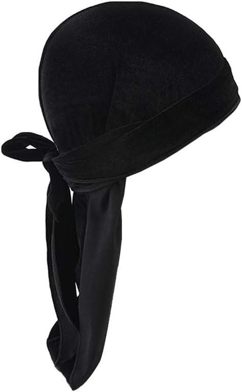 Durags Doo Rag Dew Rags für Herren, 360 Wellen, Samt, Durags, Kopfbedeckung, Totenkopfmütze, Kopfbed