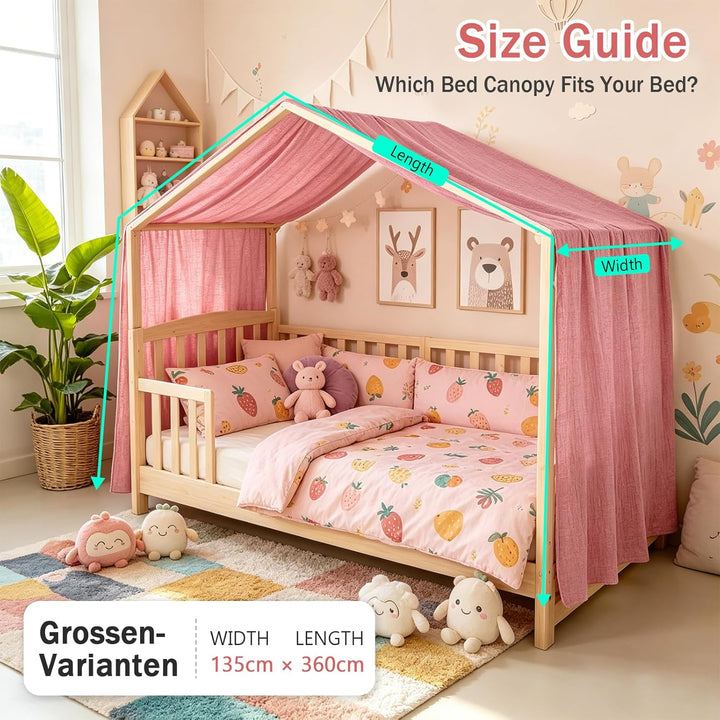 Baldachin aus 100% Baumwolle für Kinderzimmer Betthimmel für Hausbett & Kinderbett Himmelbett Vorhän