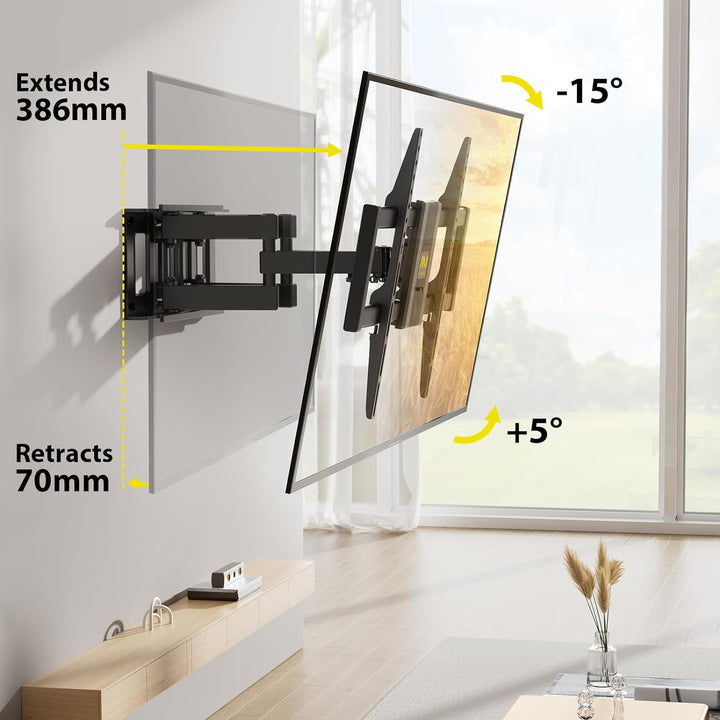 Alphamount TV Wandhalterung Schwenkbar für 37-75 Zoll Fernseher, Neigbar Ausfahren Wandhalterung Fer
