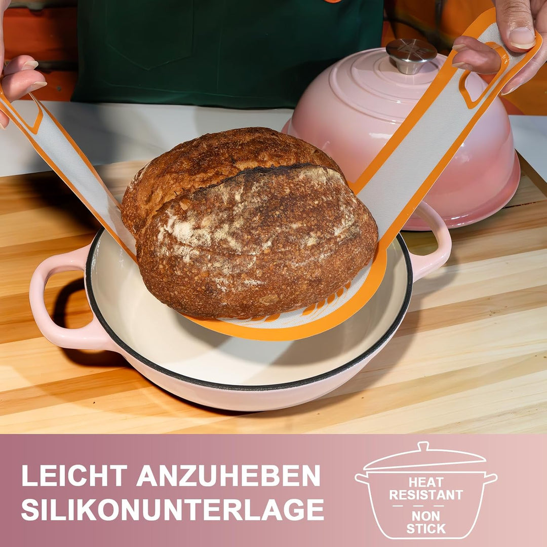 Gusseisen Topf Brot Backen,5,7L Bräter Emaille Schmortopf mit Deckel und Griffen,26 cm Dutch Oven,Br