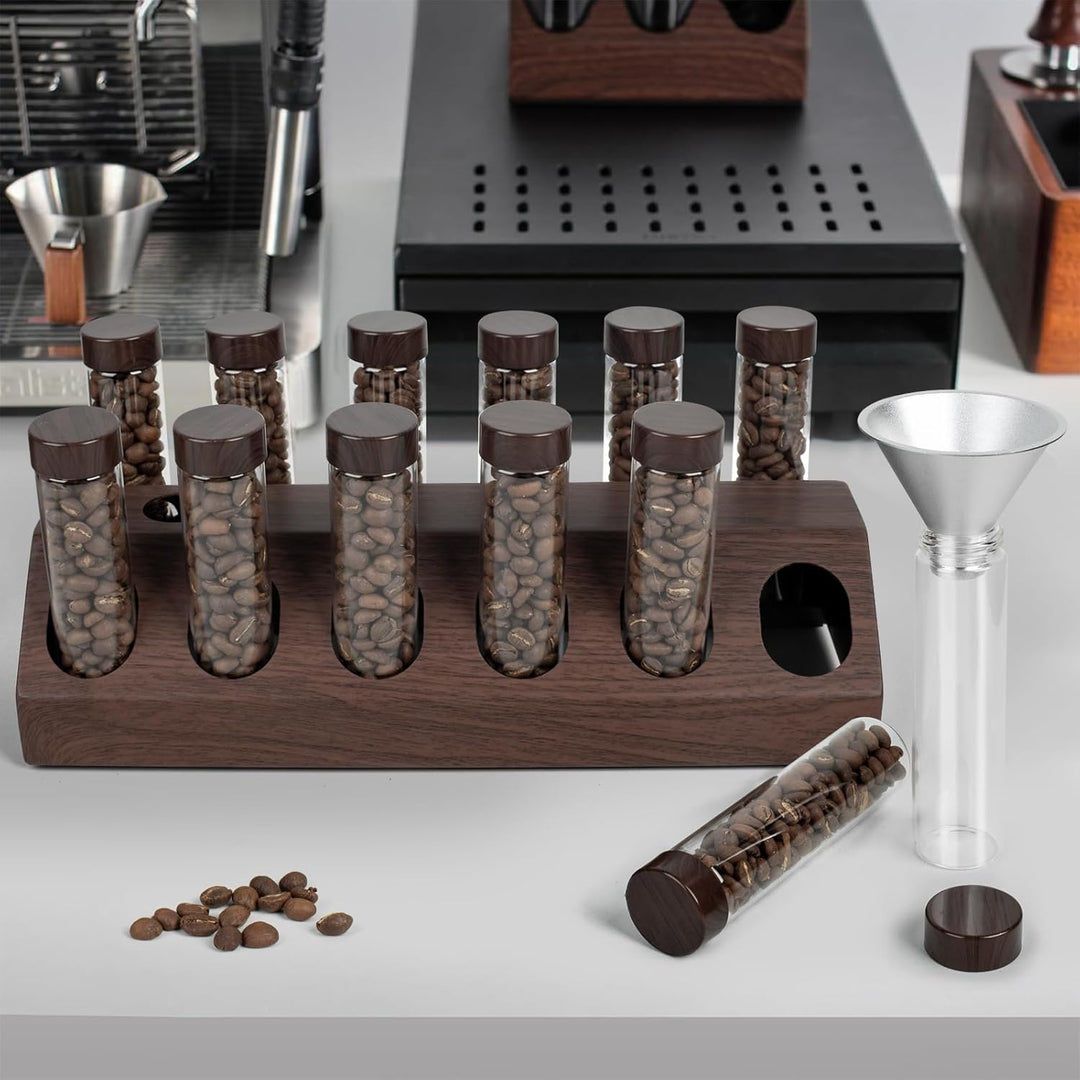 12 Tuben Kaffeebohnen Behälter, Kaffeebohnenbehälter mit Edelstahlboden, Kaffeebohnen Aufbewahrung a