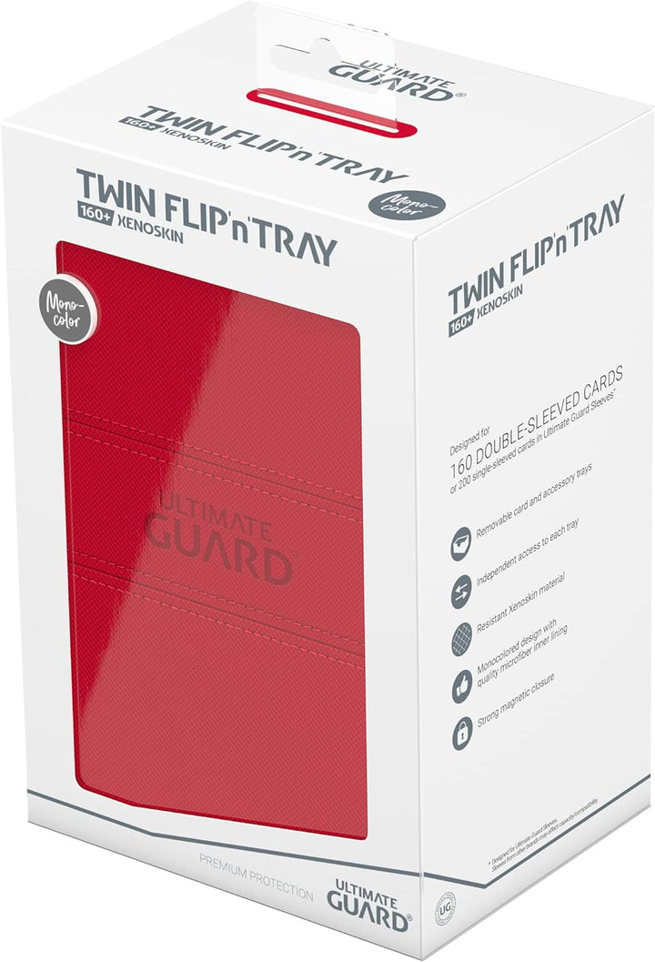Ultimate Guard UGD011236 Twin Flip`n`Tray 160+ XenoSkin Monocolor Rot Kartenbox, Rot