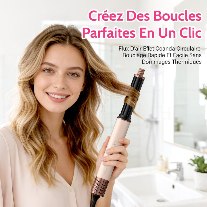6 in 1 Hairstyler,1400w Hochgeschwindigkeits Airstyler rundbürstenföhn mit Lockenstab Automatisch, W