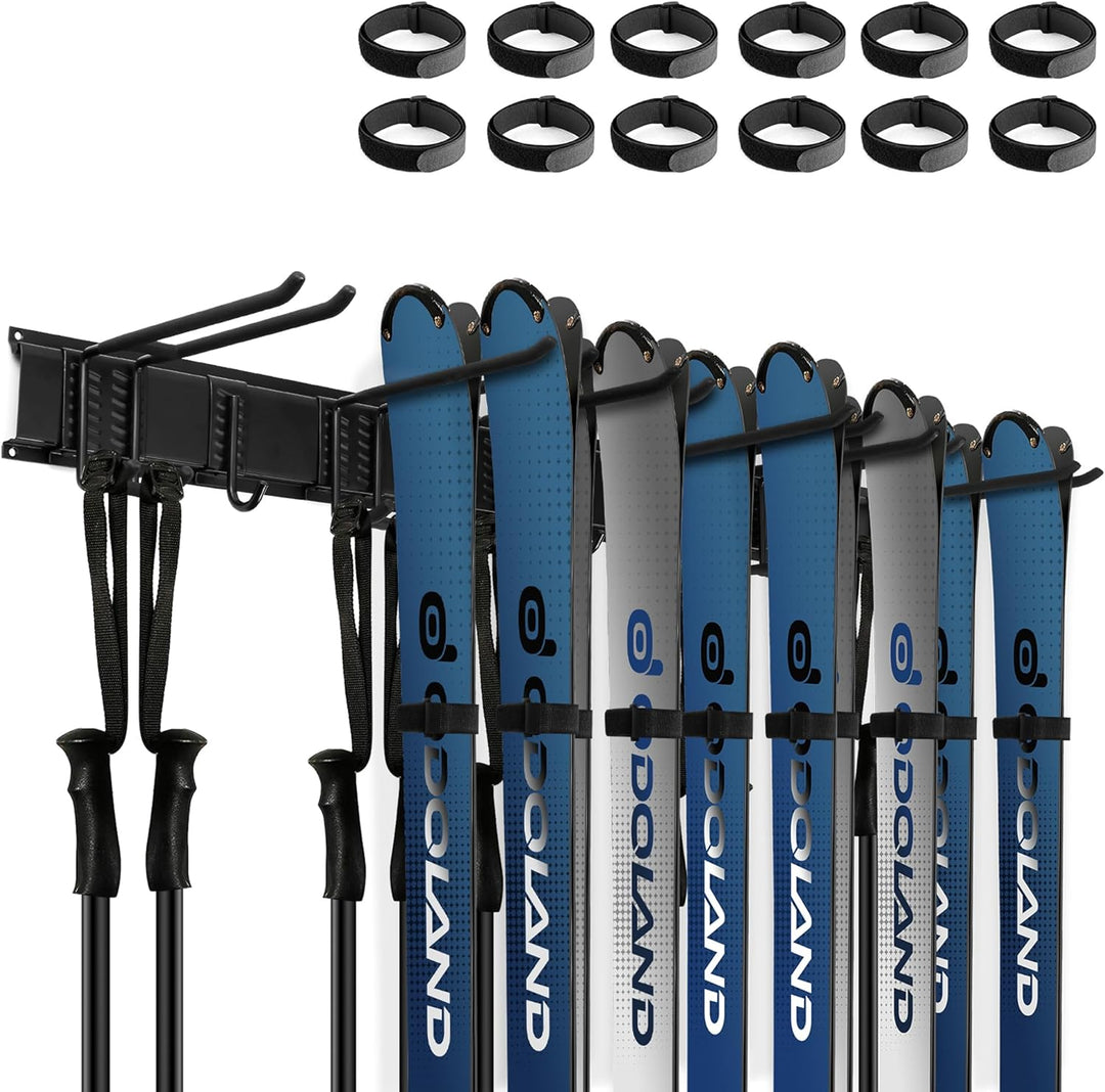 Odoland Skiaufbewahrung Skihalter für 6 Paare Ski Snowboard Rack Wandhalterung, Haus und Garage Ski