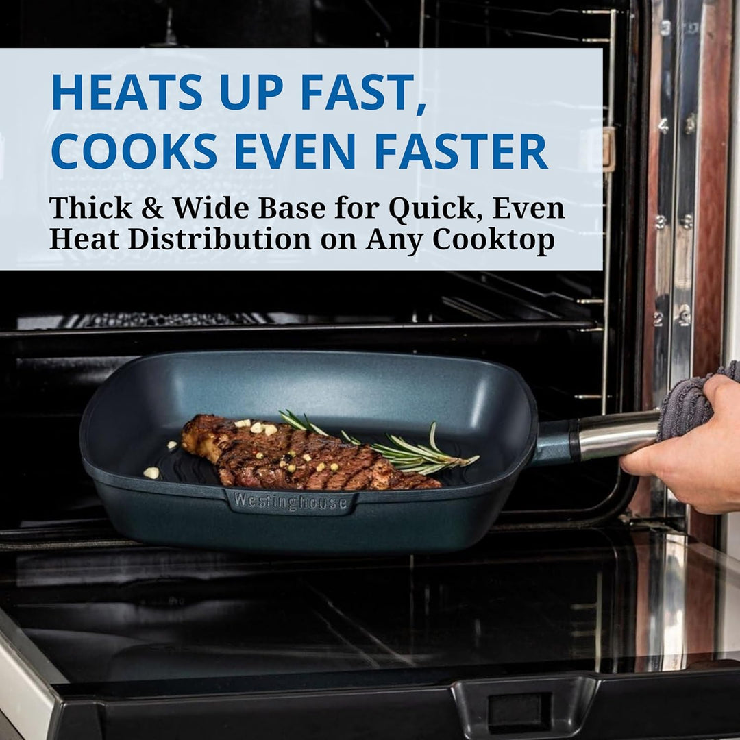 Westinghouse PERFORMANCE SERIES Grillpfanne, Grosse Bratpfanne 28 cm mit Edelstahl-Griff für Indukti