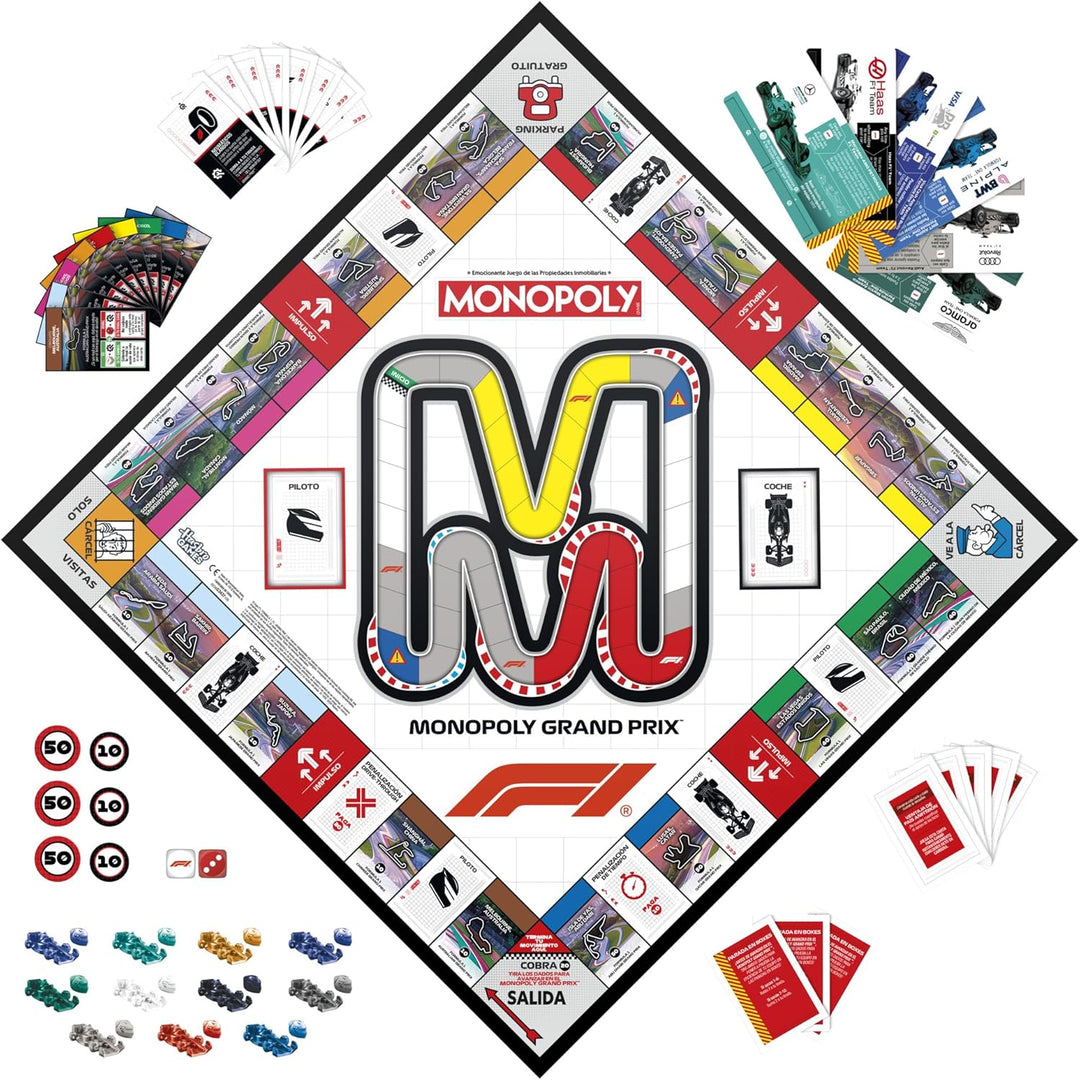 Monopoly F1-Edition, offizielles Formel-1-Spiel, Familienspiele für Kinder, Jugendliche und Erwachse