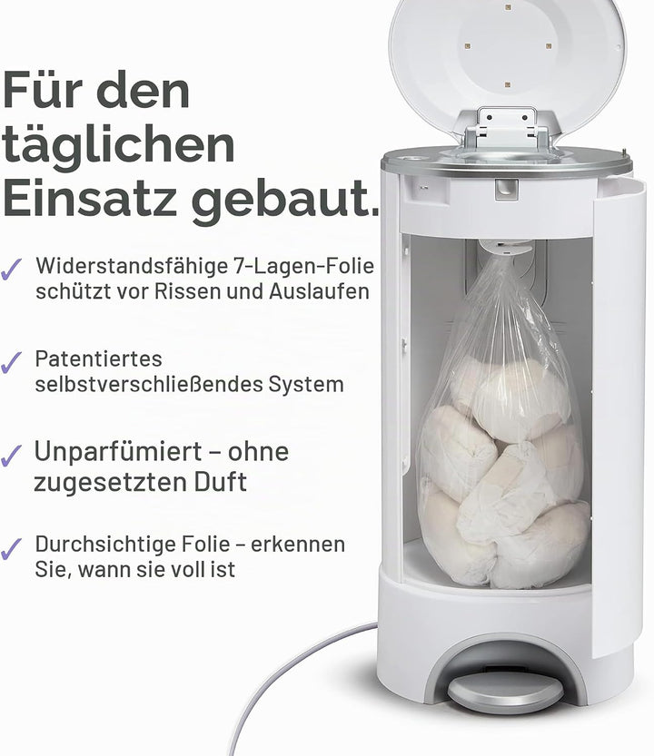 Munchkin UV Snap, Seal &amp; Toss Windeleimer Nachfüllbeutel für 600 Windeln, 20 Stück